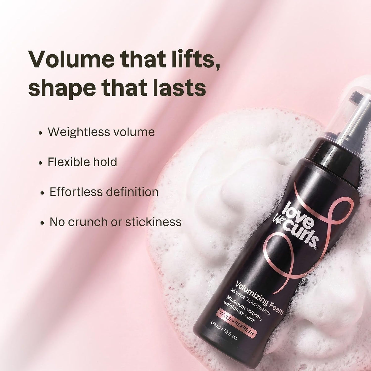 Love Ur Curls Volumizing Mousse for Curly Hair - Anti Frizz Soft Hold