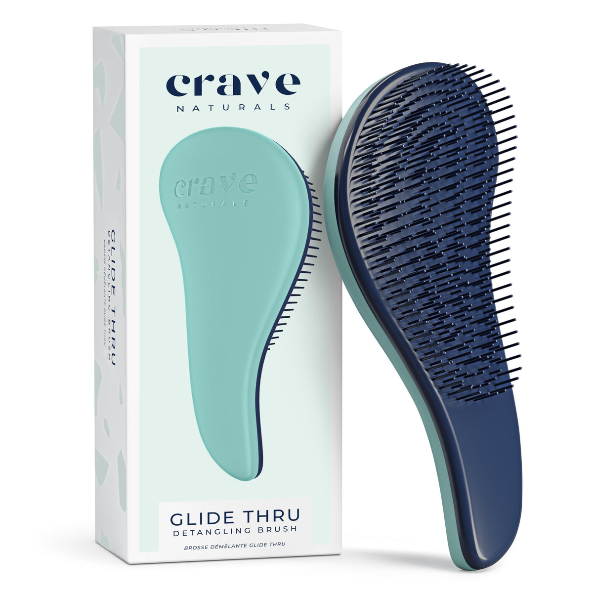 Crave Naturals Glide Thru Detangling Hairbrush that Glides Through Tangles For Wet, Dry and Damaged Hair - Gentle Detangler Styling Tool for Adults, Kids, Men and Women - 7.5 x 3 in, Turquoise