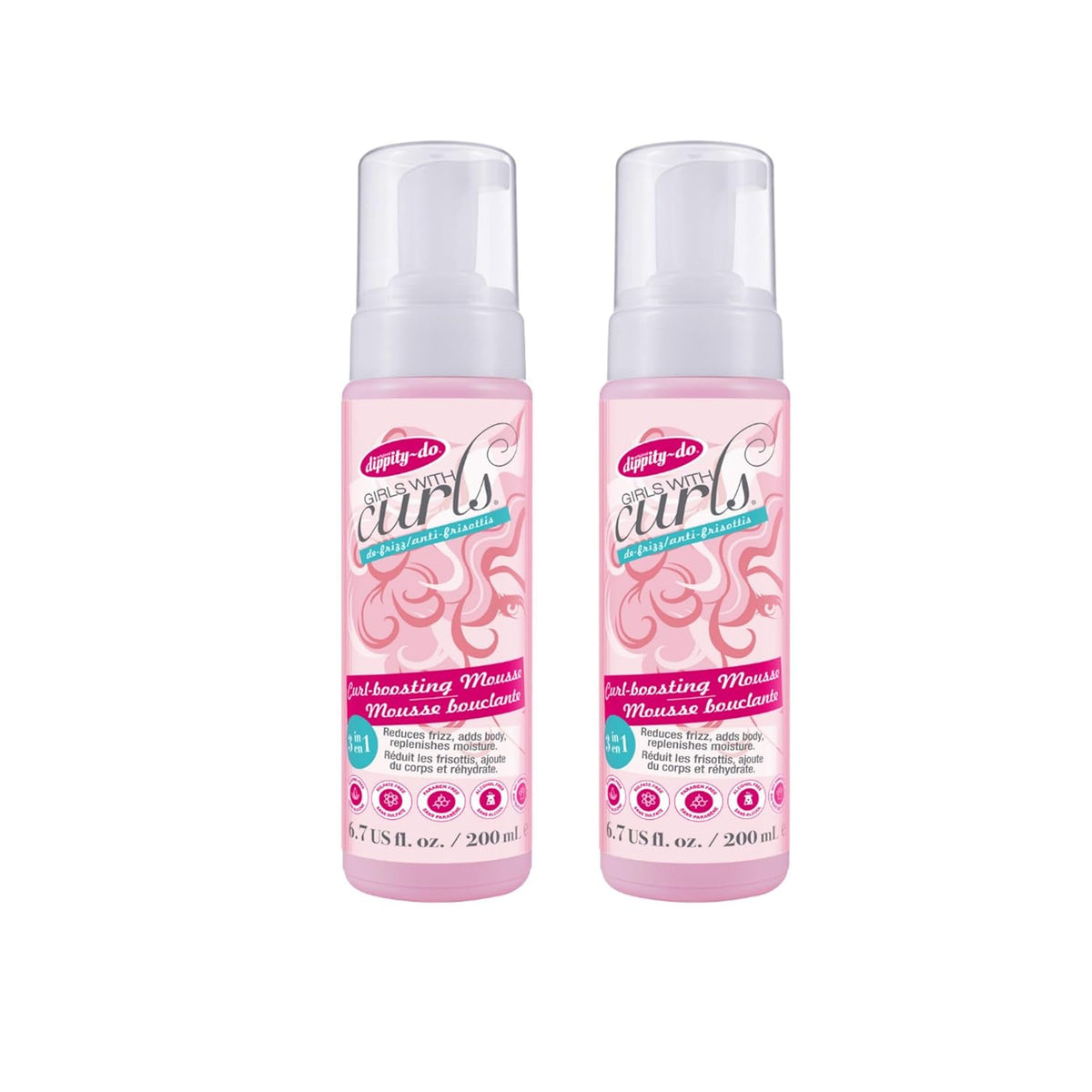 Dippity-Do Girls With Curls De-Frizz Curl-Boosting Mousse Duo, 2 Pack