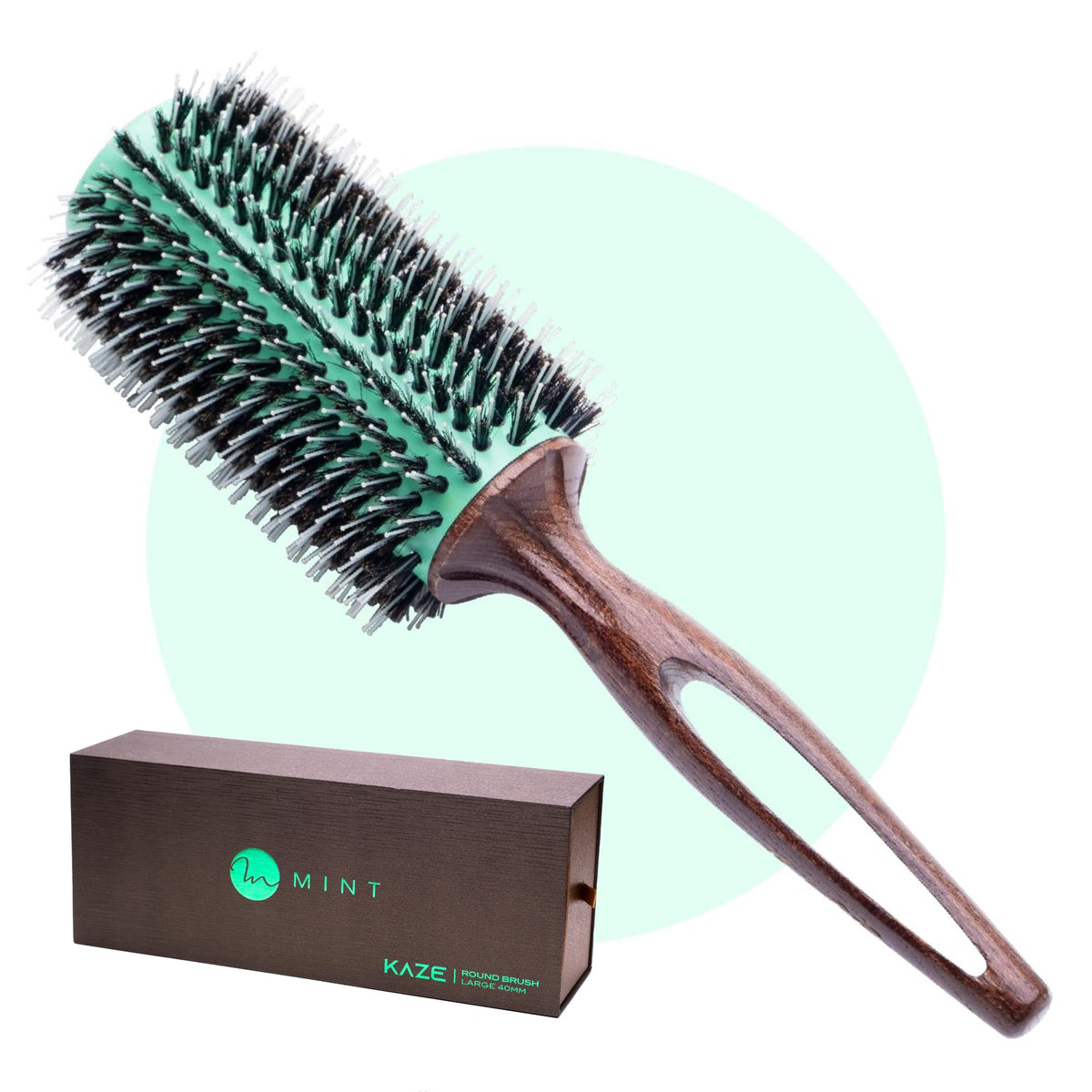 MINT Kaze Eco-Friendly Boar Bristle Paddle Hair Brush for Women