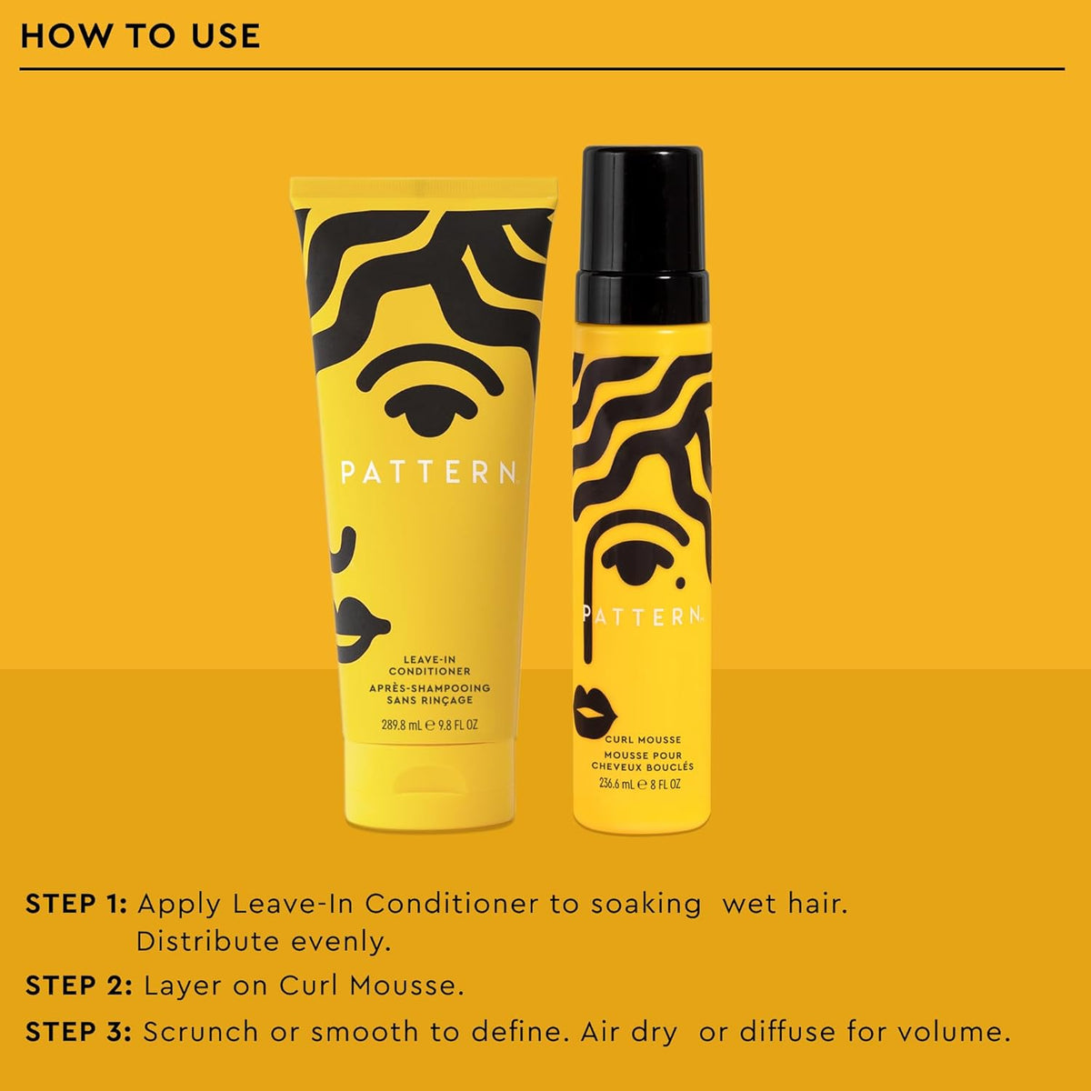 PATTERN Curly Styling Duo, Curl Mousse and Leave-In Conditioner for Curly Hair, 2-Piece Kit, 8 Fl Oz + 9.8 Fl Oz