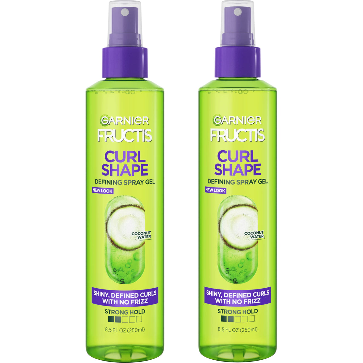 Garnier Fructis Style Curl Shape Defining Spray Hair Gel, Strong Hold Frizz Control for Curly, Wavy, and Coily Hair, Nourishing Formula, 8.5 fl oz, 3 Count (Packaging May Vary)