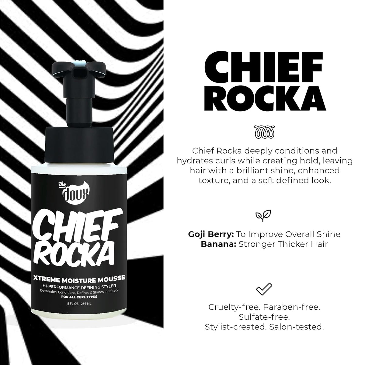 The Doux CHIEF ROCKA Xtreme Moisture Mousse, Curl Defining Foam, 8 oz
