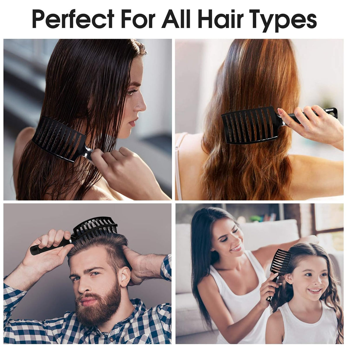 Hair Brush, Curved Vented Detangler Brush Faster Blow Drying for Women, Men
