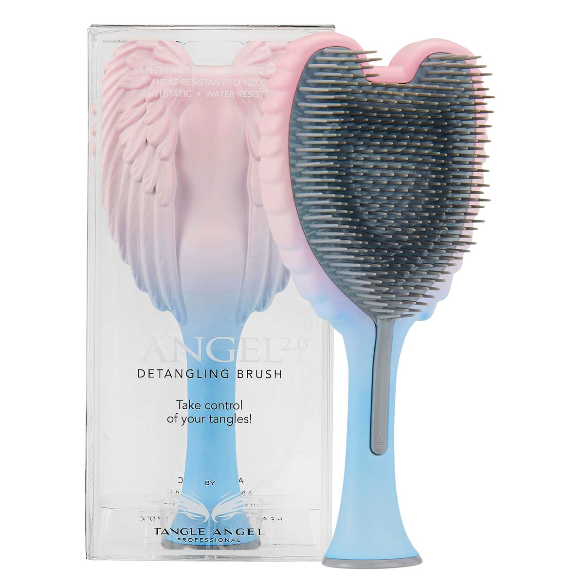 Tangle Angel Detangling Hair Brush - Anti Static Angel Wing Hair Brush with Soft & Flexible Bristle for Straight & Wavy Hair, Women Detangler Brushes for Dry & Wet Hair, Gloss Pink