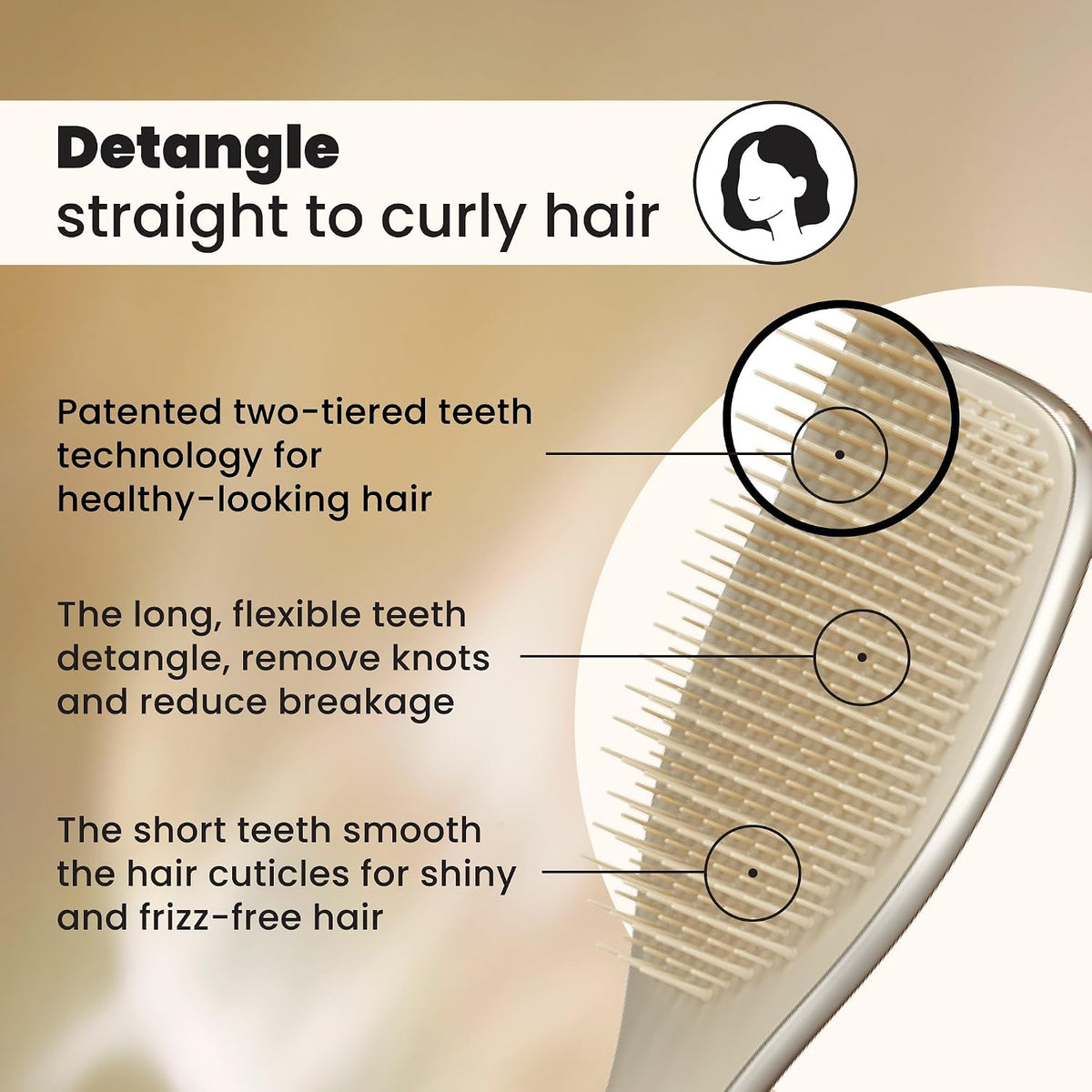 Tangle Teezer Chrome Ultimate Detangler Brush, Straight to Curly, Gold