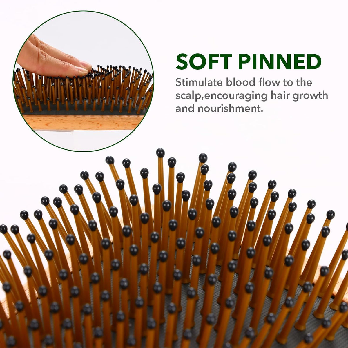 Hair Brush for Men and Women, Wet Brush with Wooden Handle, Paddle Brush