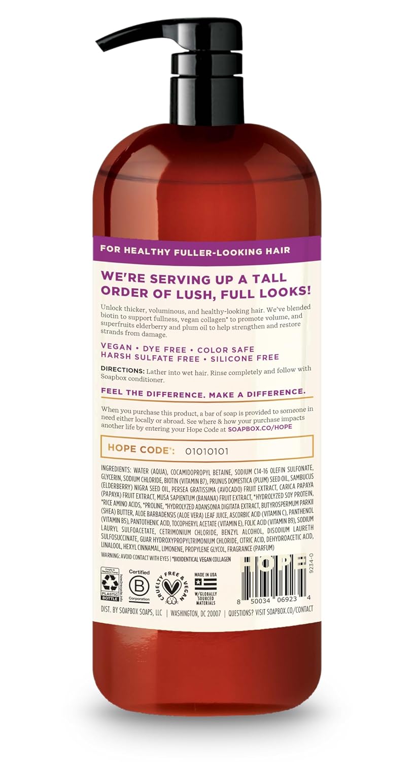Soapbox Biotin & Super Fruit Shampoo for Volume, 33.8 oz