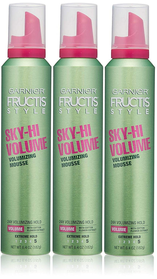 Garnier Fructis Style Sky-Hi Volume Mousse 6.4 Ounce (Extreme) (189ml) (3 Pack)