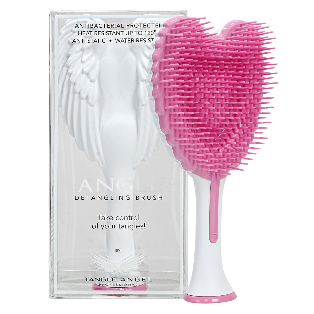Tangle Angel Detangling Hair Brush - Anti Static Angel Wing Hair Brush with Soft & Flexible Bristle for Straight & Wavy Hair, Women Detangler Brushes for Dry & Wet Hair, Gloss Pink