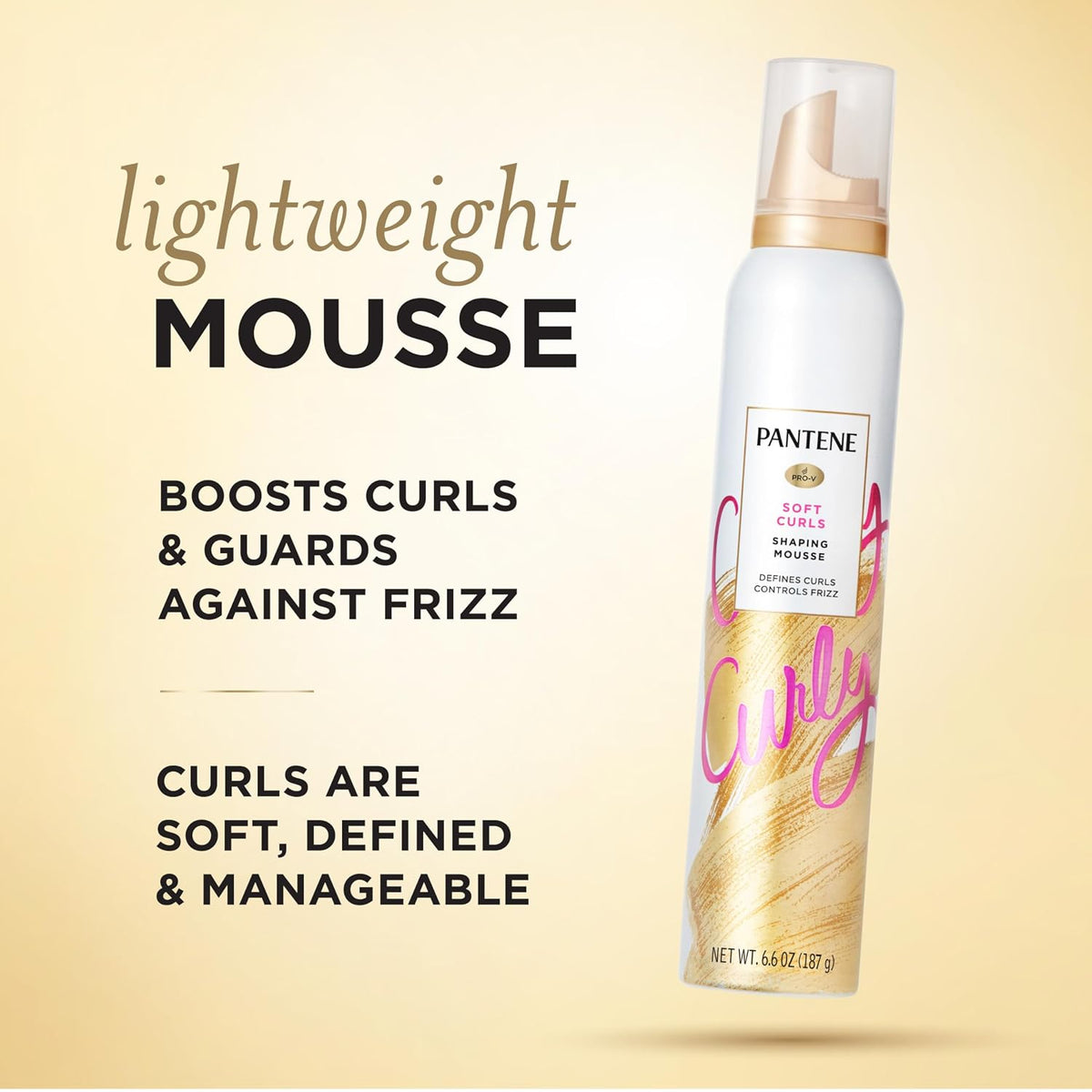 Pantene Curl Mousse For Curly Hair, Tames Frizz for Soft Touchable Curls, 6.6 Oz Each (Pack of 3)