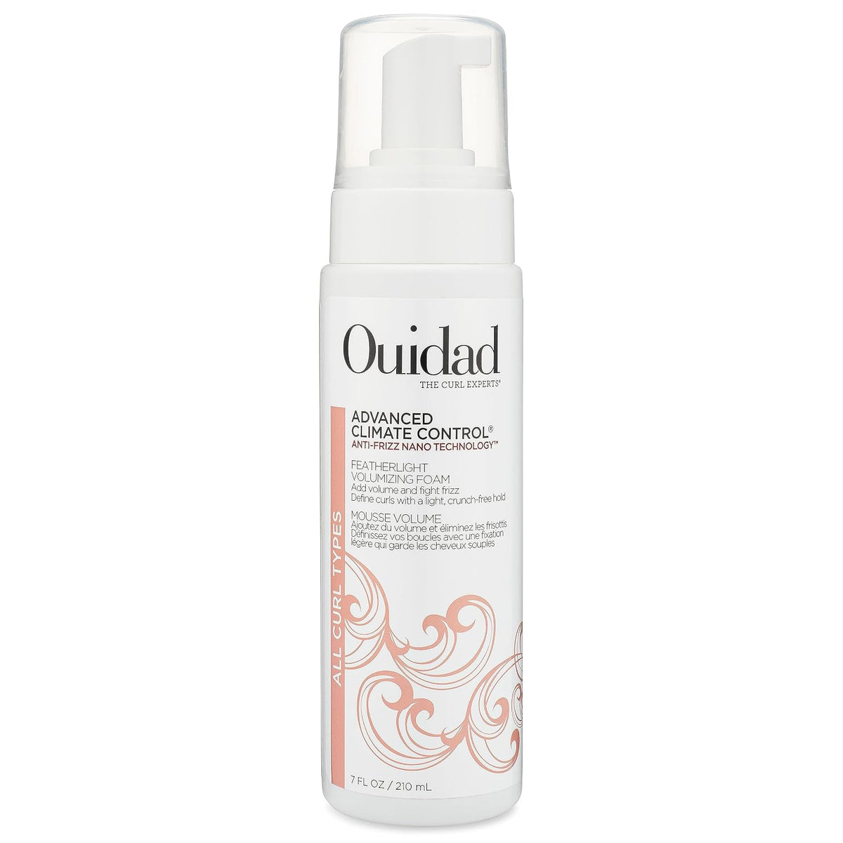 Ouidad Advanced Climate Control Volumizing Foam - 7 fl oz, Lightweight Hair Styling Foam, Anti-Frizz Nano Technology, Adds Volume, Fights Frizz & Defines Curls, Crunch-free Hold, For All Curl Types