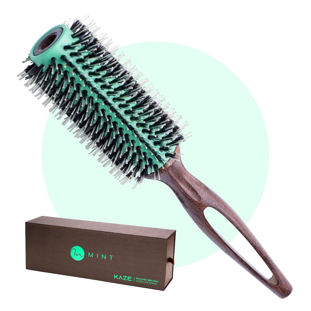 MINT Kaze Eco-Friendly Boar Bristle Paddle Hair Brush for Women