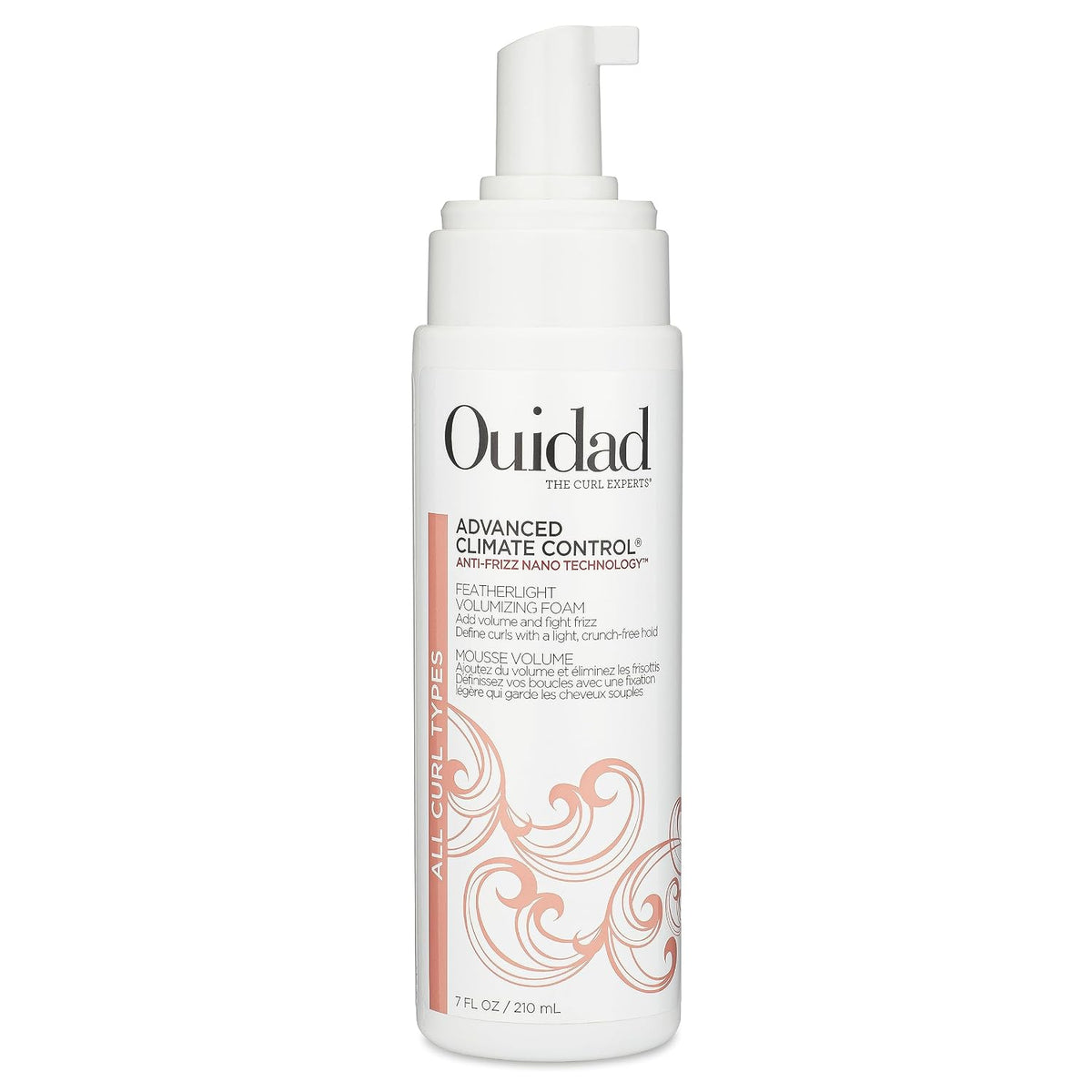 Ouidad Advanced Climate Control Volumizing Foam - 7 fl oz, Lightweight Hair Styling Foam, Anti-Frizz Nano Technology, Adds Volume, Fights Frizz & Defines Curls, Crunch-free Hold, For All Curl Types