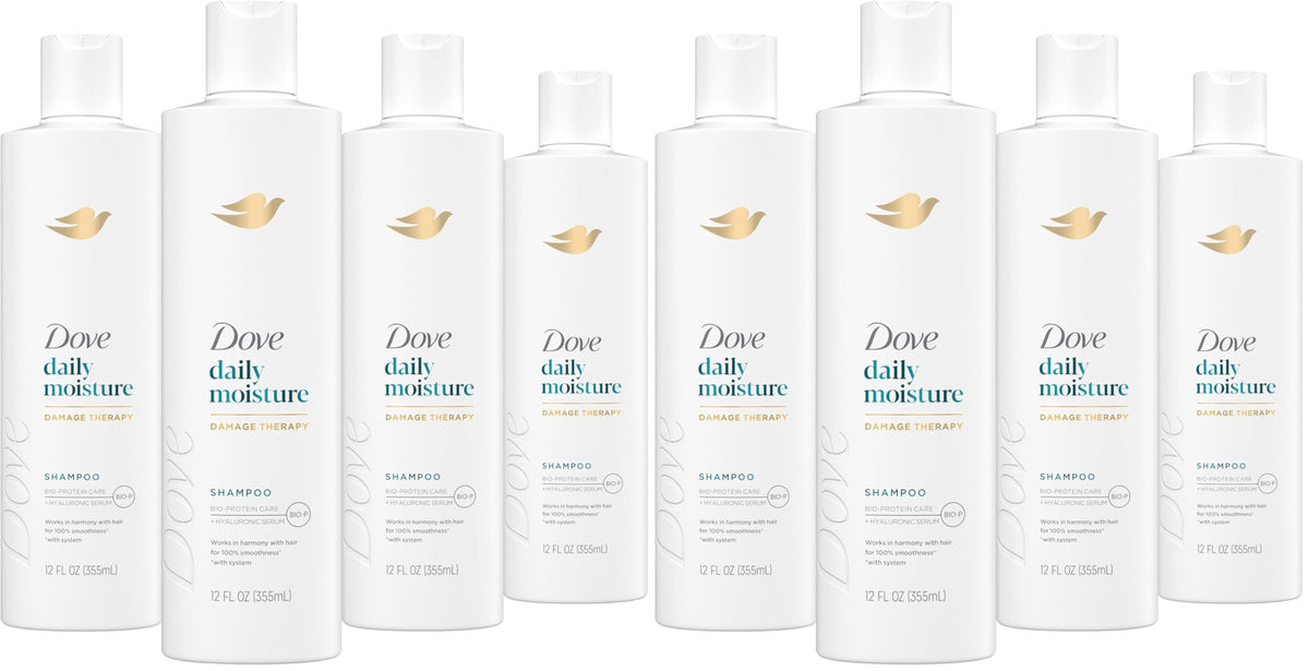 Dove Daily Moisture Shampoo for Dry Hair with Hyaluronic Serum 12oz 4ct