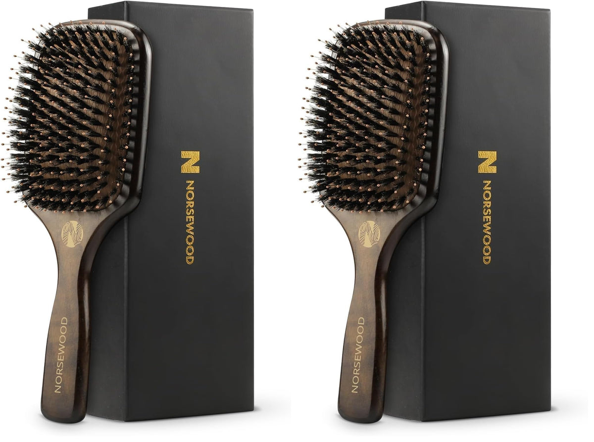 Boar Bristle Hair Brush Set, Soft Bristle Detangler for Enhancing Shine