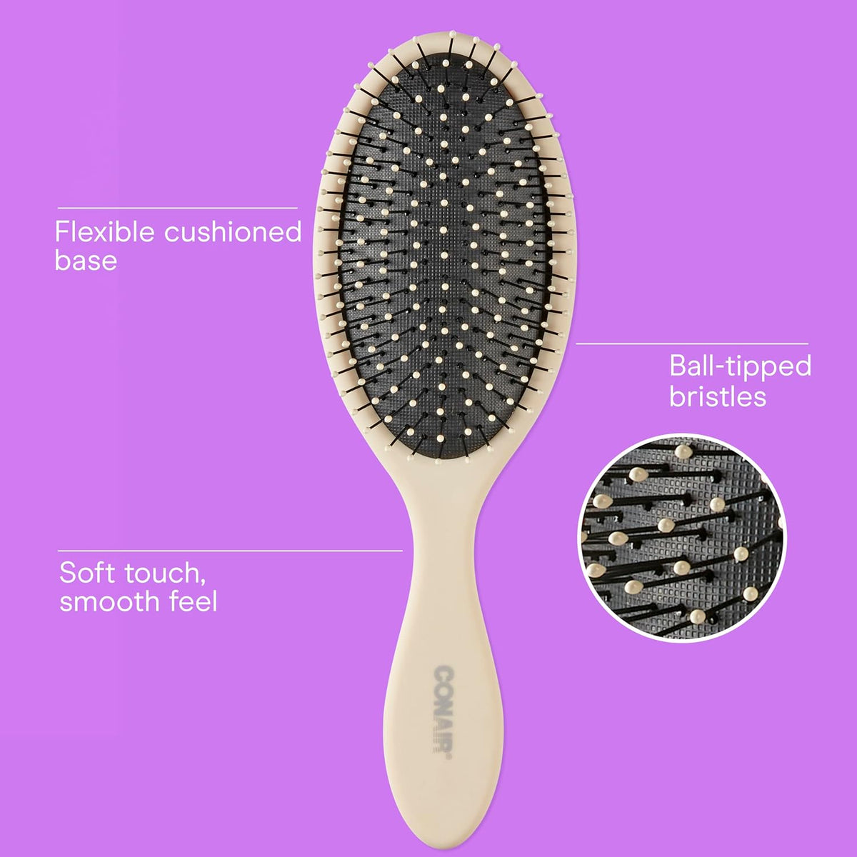 Conair Hair Brush Set, Detangling, 3-Pc, Beige, Navy, Coral