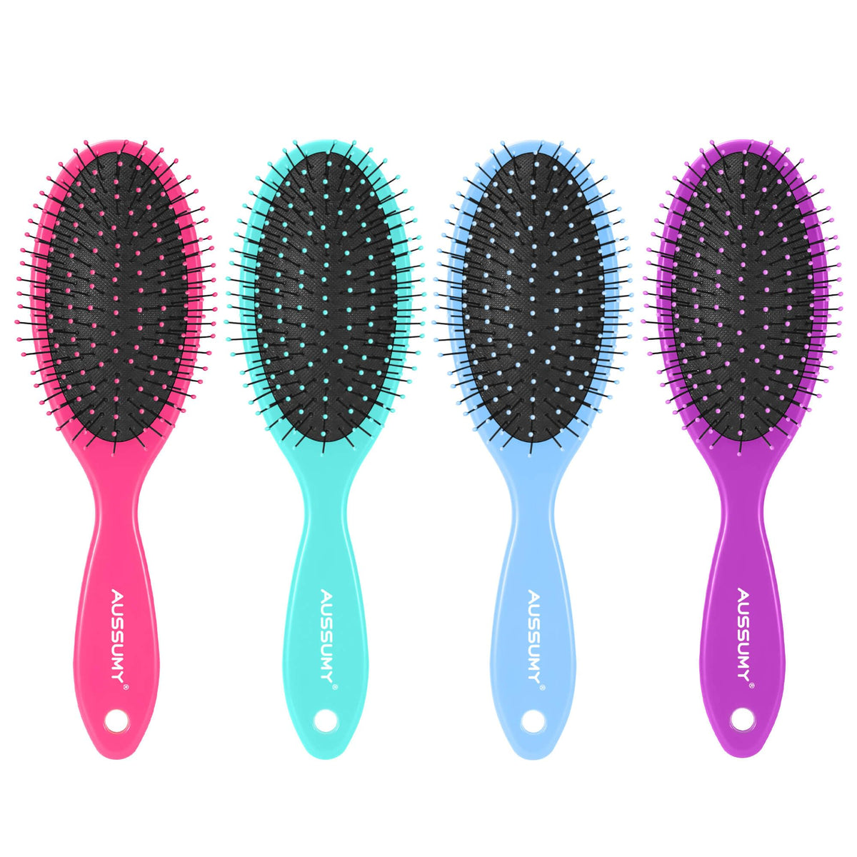 4 Pack Detangling Hair Brush - Air Cushion Detangler Hairbrush with Ultra Soft Bristles for Effortless Tangle Removal For Wet Dry Damaged Curly Fragile Hair for Women Men Boys Girls Adult Kids