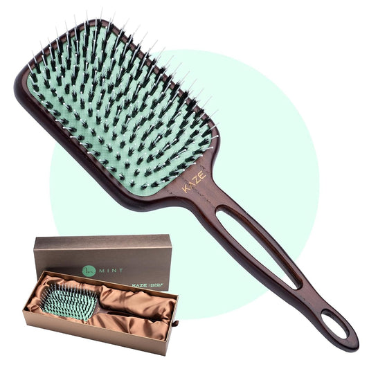 MINT Kaze Eco-Friendly Boar Bristle Paddle Hair Brush for Women