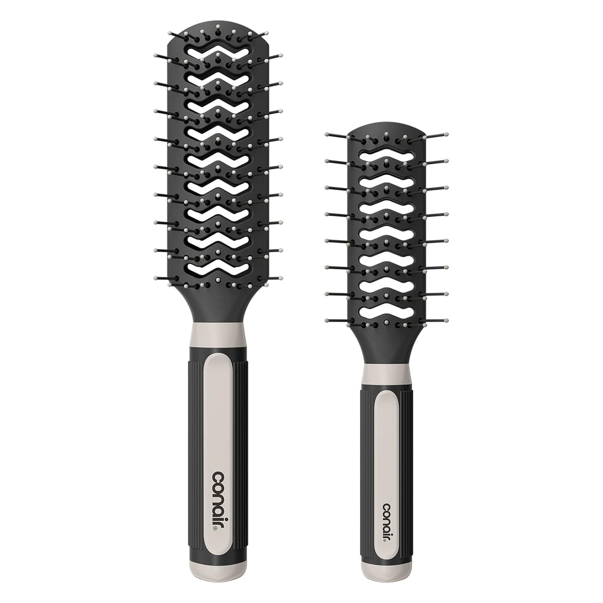 Conair Hair Brush Set, Grip & Lift Vent, Full-Size & Mid-Size, Black
