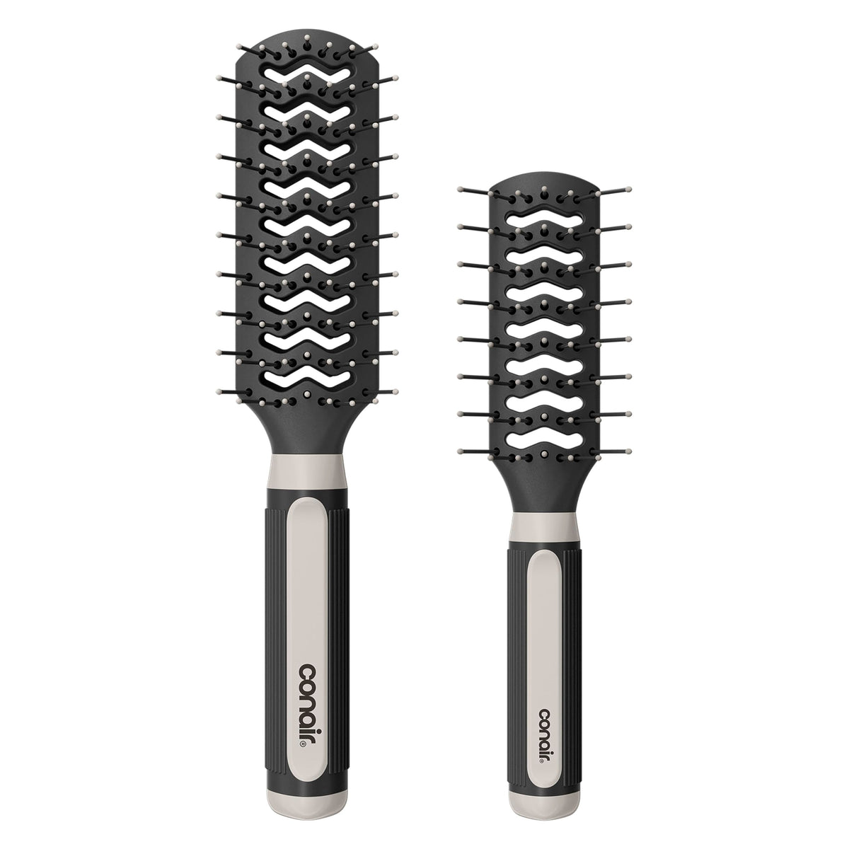 Conair Hair Brush Set, Grip & Lift Vent, Full-Size & Mid-Size, Black