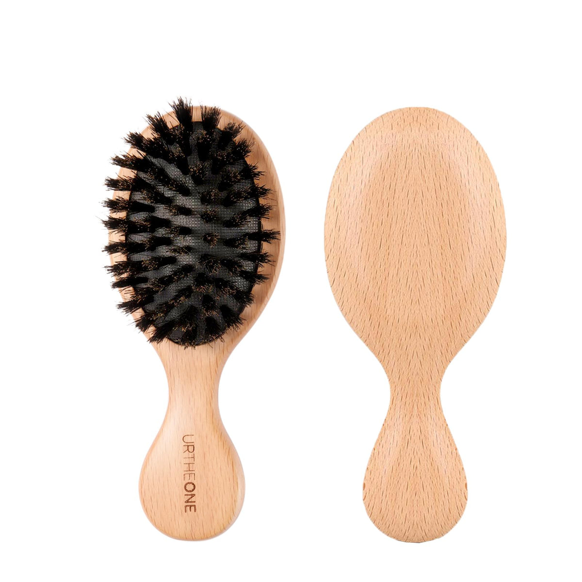 2Pcs Hair Brush Mini Boar Bristle Hairbrush for Thick Curly Thin Long Short Wet or Dry Hair Detangle Massage Add Shine, Pocket Travel Small Paddle Hair Brush for Men Women Kids