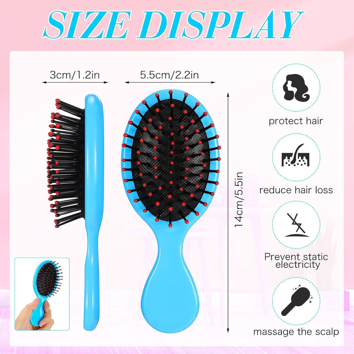 24 Pcs Mini Hair Brush Bulk for Kids Girls Teen