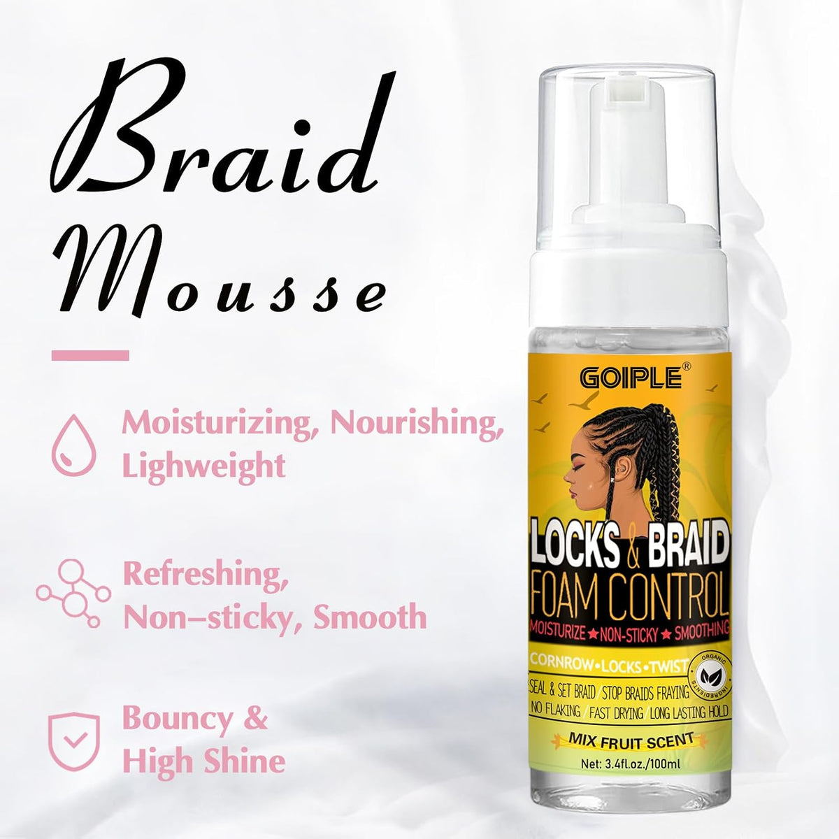 Extra Hold Braiding Kit - Smoothing Gel for Twists, Locs, Braids, Cornrows, High Shine Long Lasting Braid Mousse Foam, and Bonnet Tool