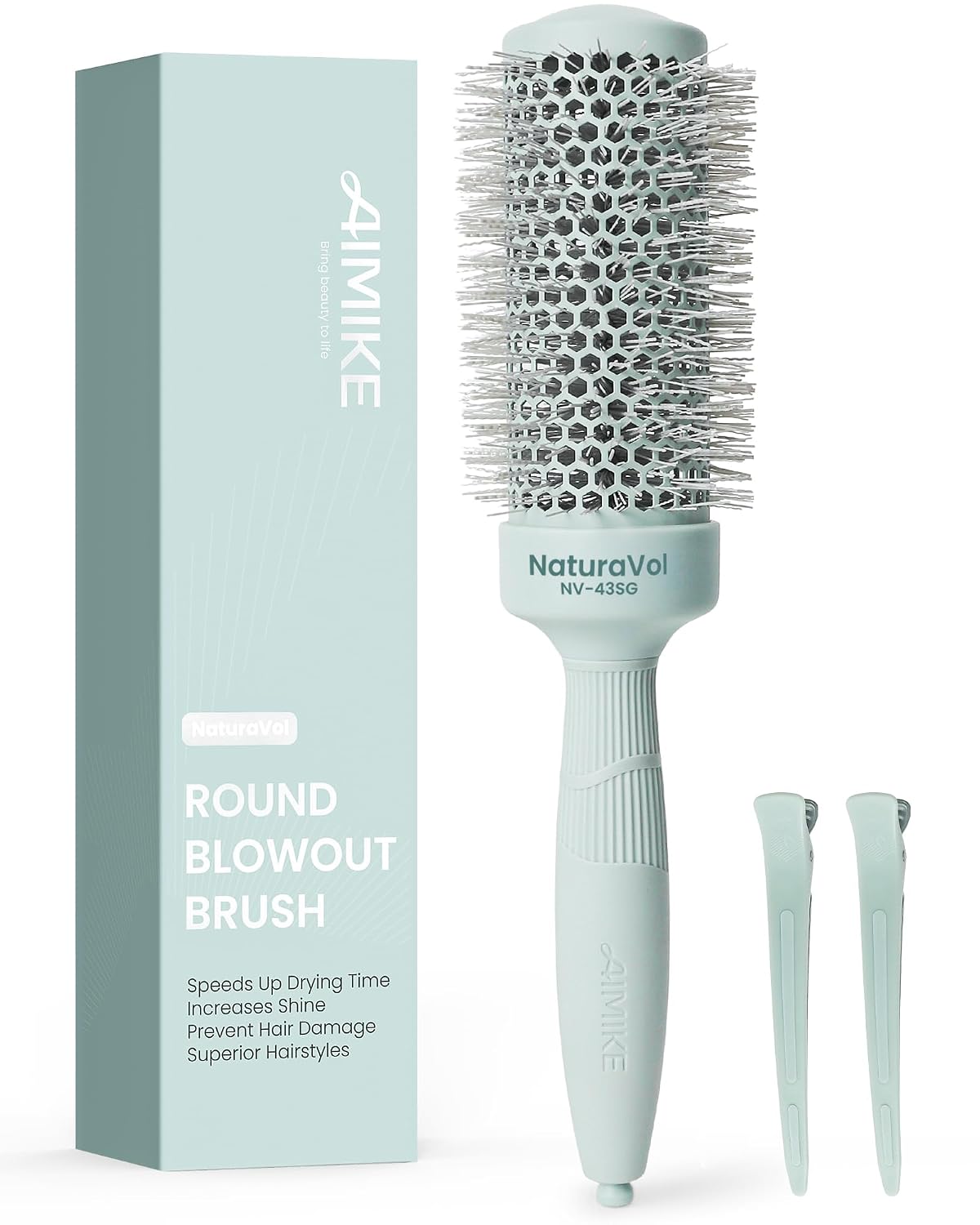 AIMIKE NaturaVol Round Brush for Blow Out, Round Hair Brush for Blow Drying