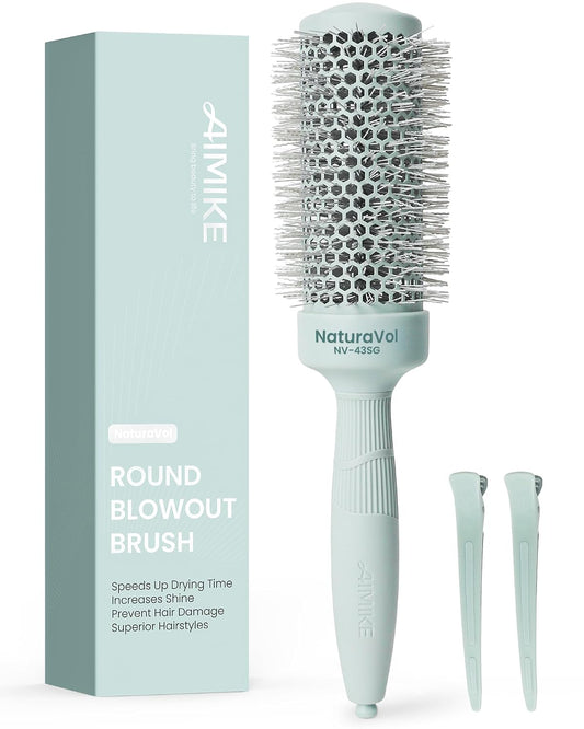 AIMIKE NaturaVol Round Brush for Blow Out, Round Hair Brush for Blow Drying