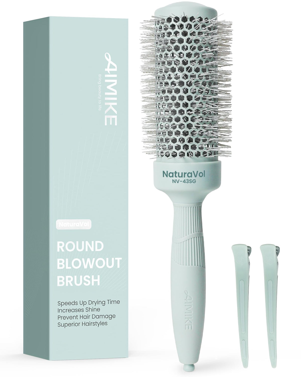 AIMIKE NaturaVol Round Brush for Blow Out, Round Hair Brush for Blow Drying