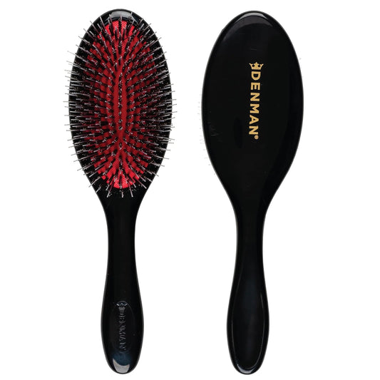 Denman Boar Bristle Hair Brush – Smoothing & Shine Enhancing for Slick Back Styles, Curl Defining & Detangling. Natural Bristles for all Hair Types for Women & Men