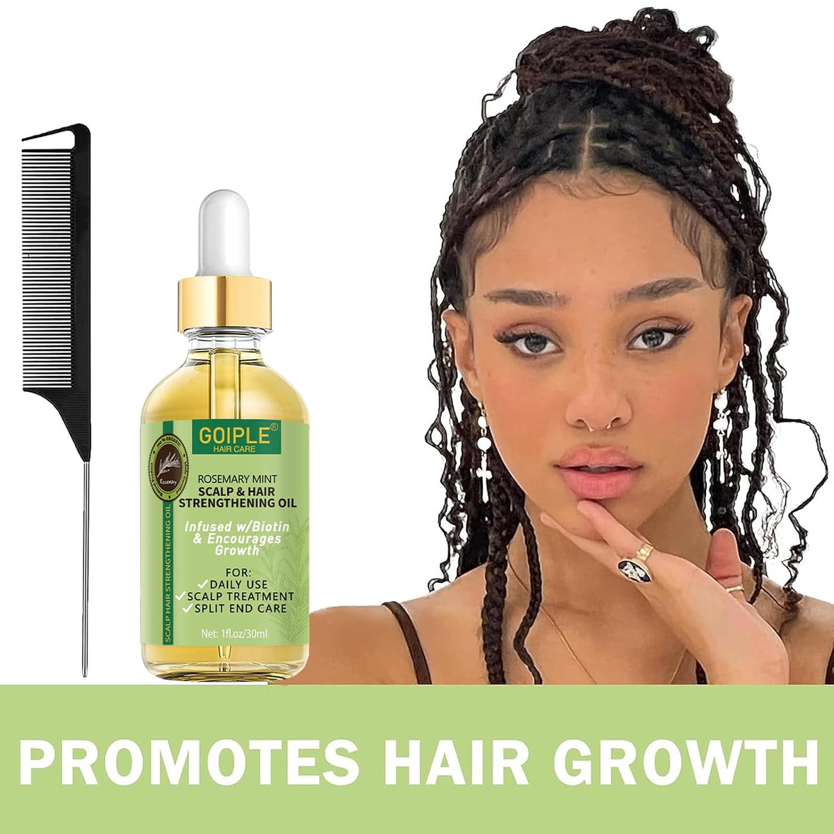Extra Hold Styling Gel and Mousse for Braids, Twists, Locs, Cornrows - Frizz Taming, Smoothing & Edge Control with Rosemary Hair Growth Oil (Bonus: Hair Combs, Bonnet, Clips)
