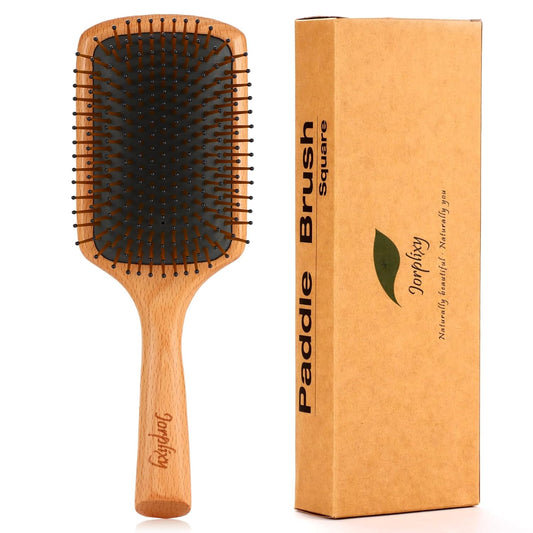 Hair Brush for Men and Women, Wet Brush with Wooden Handle, Paddle Brush