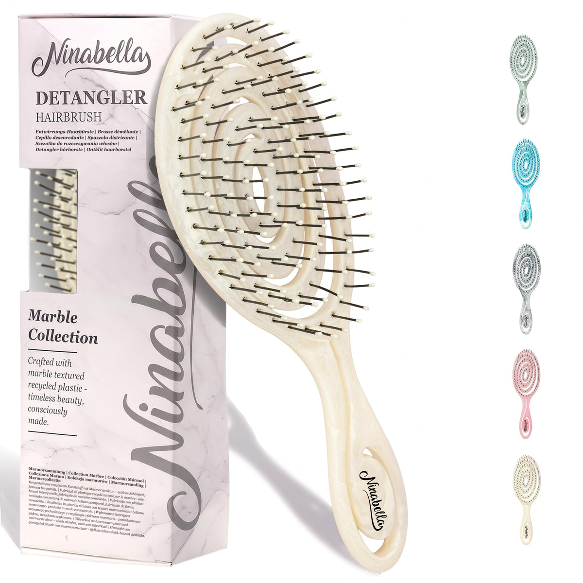 Ninabella Detangler Brush - No Tangle Hair Brush for Women, Fine, Thick and Long Hair - Hairbrush for Wet and Dry Hair, Gentle on the Scalp - Green