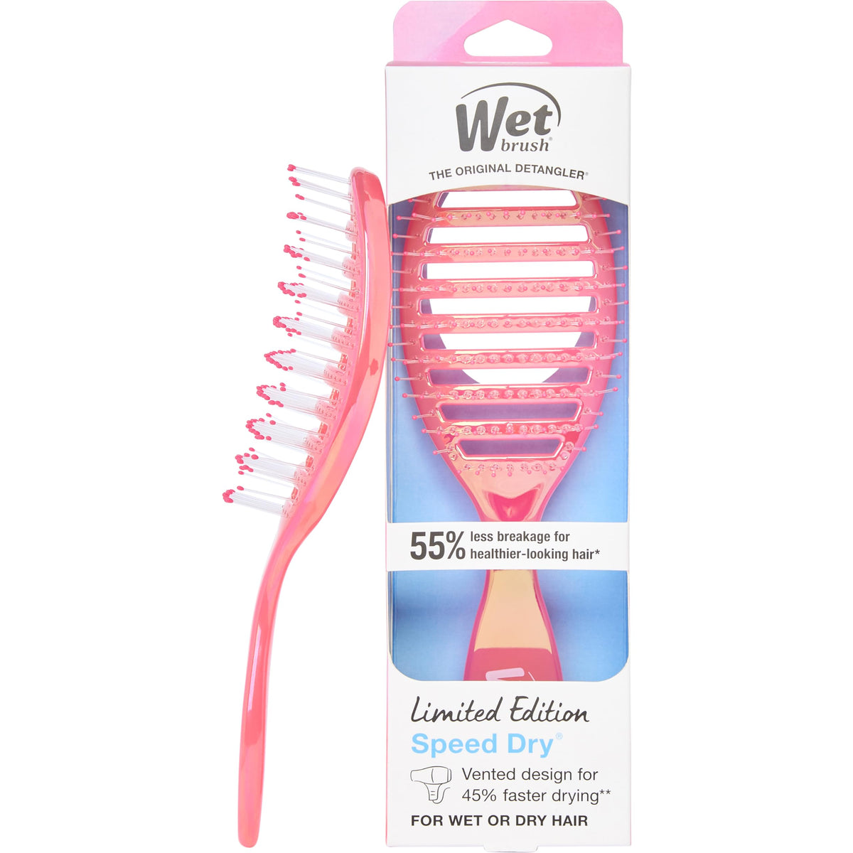 Wet Brush Speed Dry Hair Brush - Watermark (Color Wash) - Vented Design and Ultra Soft HeatFlex Bristles Are Blow Dry Safe With Ergonomic Handle Manages Tangle and Uncontrollable Hair - Pain-Free