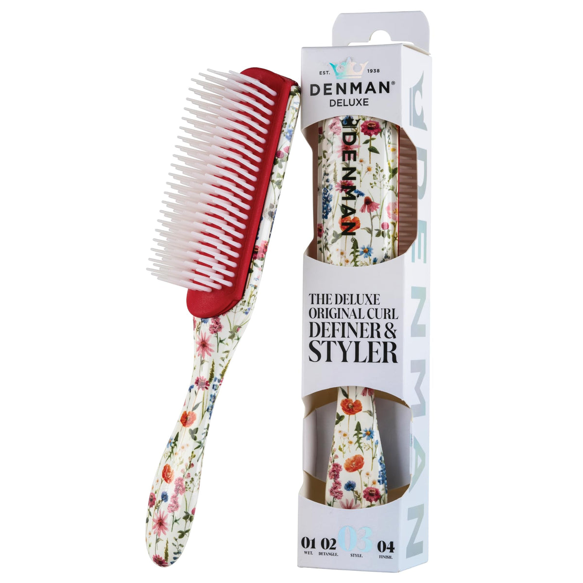 Denman D3 Original Curl Definer & Styler, Curly Hair Brush for Women & Men – 7 Row Detangling & Curl Defining Brush for Smooth Defined Curls - a precision Styling Brush for straight hair