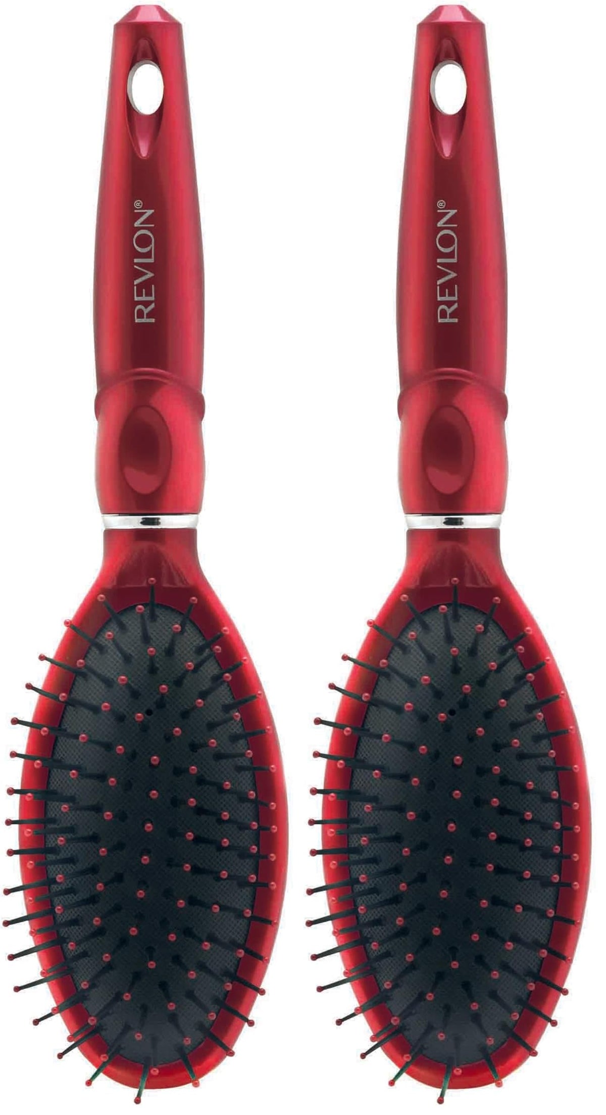 Revlon Straight & Smooth Soft Touch Paddle Hair Brush Set, Black + Berry