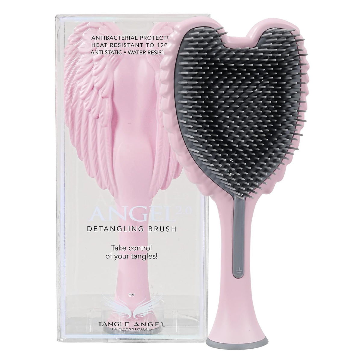 Tangle Angel Detangling Hair Brush - Anti Static Angel Wing Hair Brush with Soft & Flexible Bristle for Straight & Wavy Hair, Women Detangler Brushes for Dry & Wet Hair, Gloss Pink