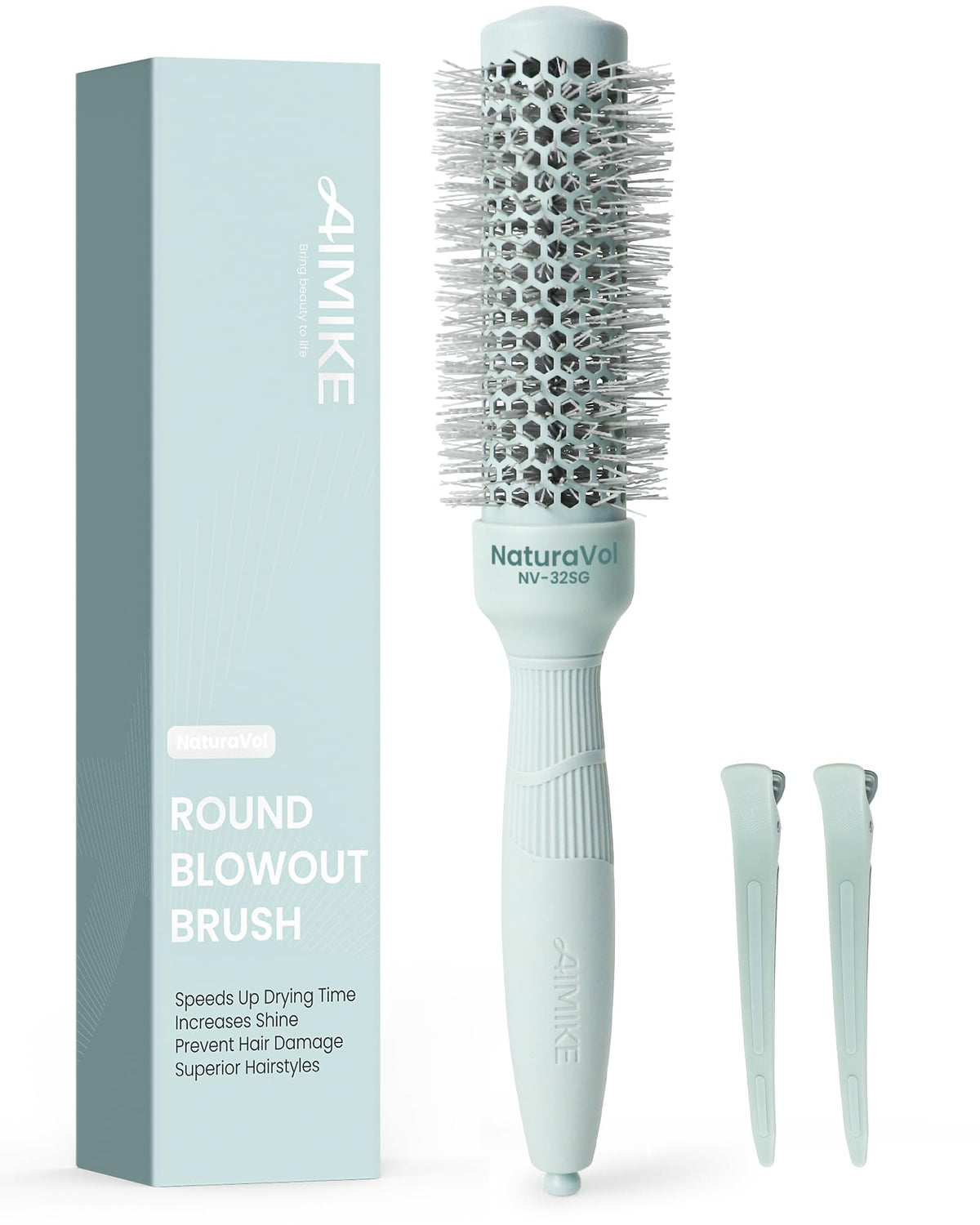 AIMIKE NaturaVol Round Brush for Blow Out, Round Hair Brush for Blow Drying