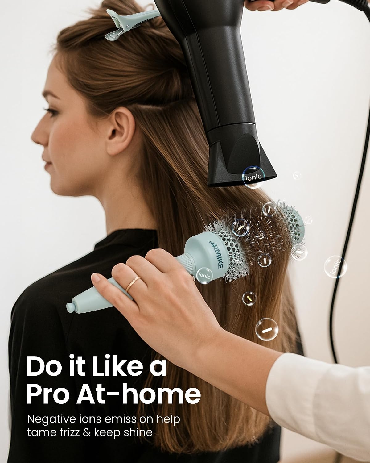 AIMIKE NaturaVol Round Brush for Blow Out, Round Hair Brush for Blow Drying