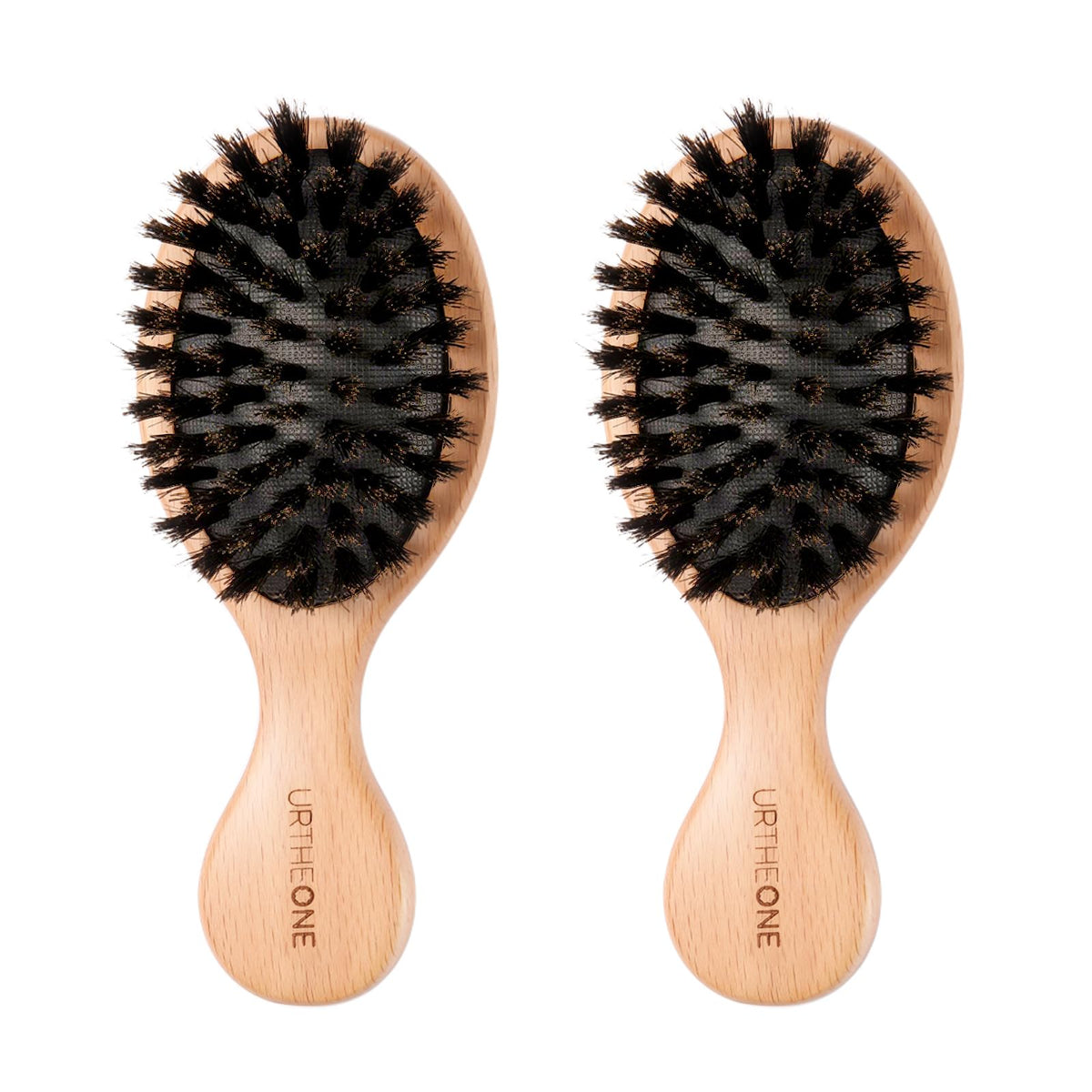 2Pcs Hair Brush Mini Boar Bristle Hairbrush for Thick Curly Thin Long Short Wet or Dry Hair Detangle Massage Add Shine, Pocket Travel Small Paddle Hair Brush for Men Women Kids
