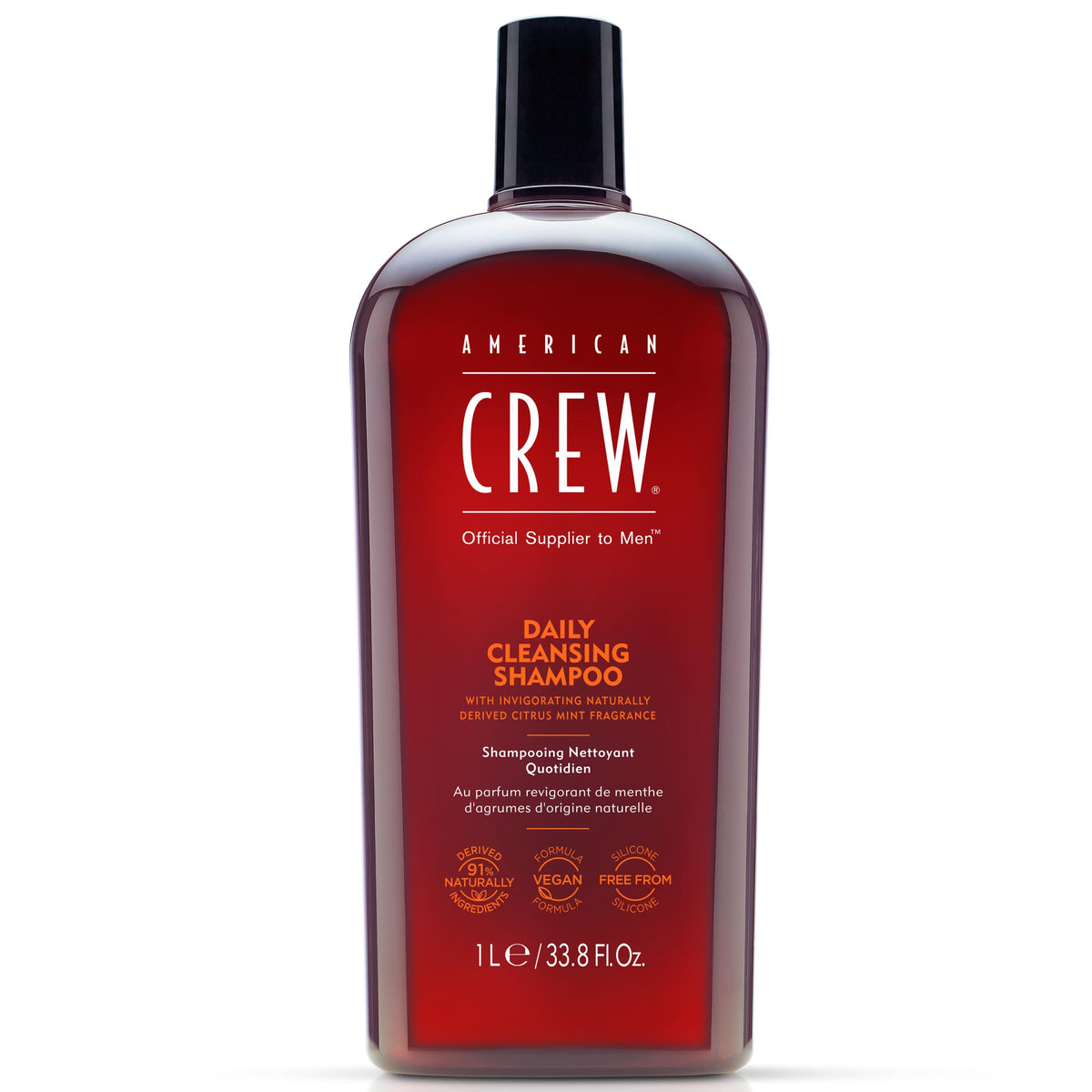American Crew Men's Daily Cleansing Shampoo, Citrus Mint, 33.8 fl oz