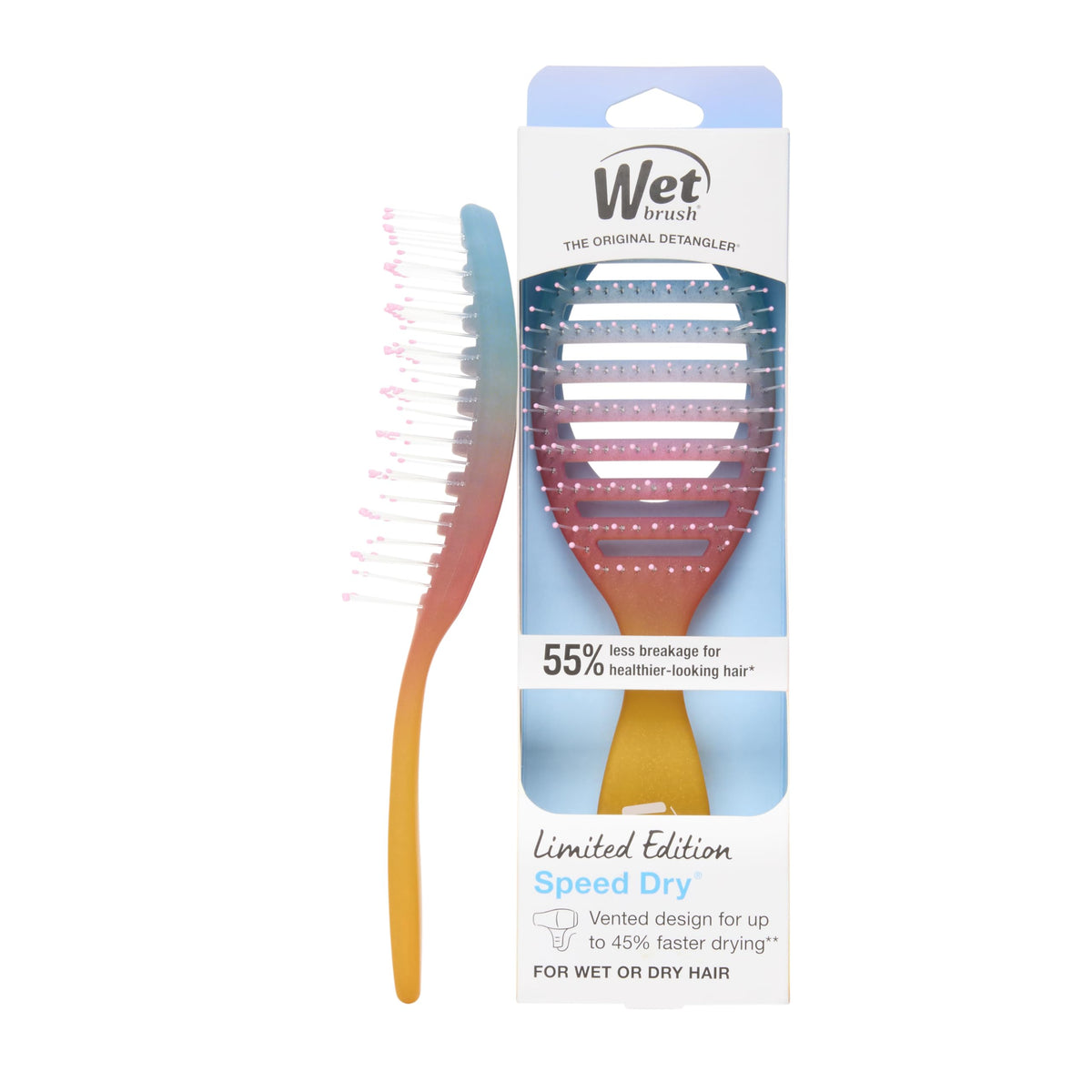 Wet Brush Speed Dry Hair Brush, Amazon Exclusive Aqua, Vented Design & Soft HeatFlex Bristles, Blow Dry Safe, Ergonomic Handle Manages Tangles & Uncontrollable Strands, Pain-Free Hair Accessories