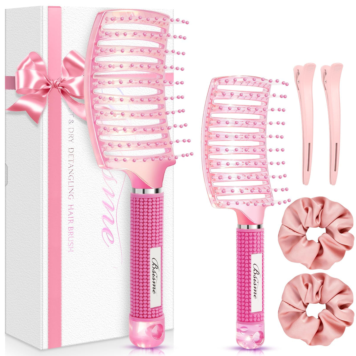 Hair Brush, Large & Mini Curved Vented Detangler Brushes for Women Girls