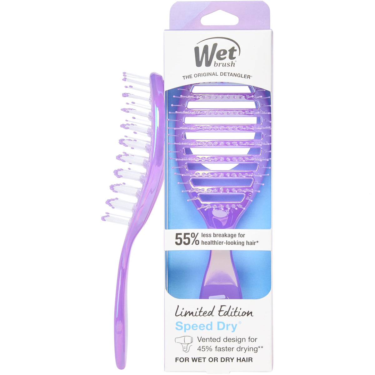 Wet Brush Speed Dry Hair Brush, Amazon Exclusive Aqua, Vented Design & Soft HeatFlex Bristles, Blow Dry Safe, Ergonomic Handle Manages Tangles & Uncontrollable Strands, Pain-Free Hair Accessories
