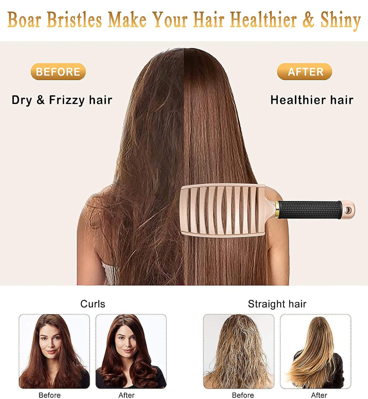2 Pack Detangling Brushes for Women & Kids, Wet & Dry Hair, All Hair Types