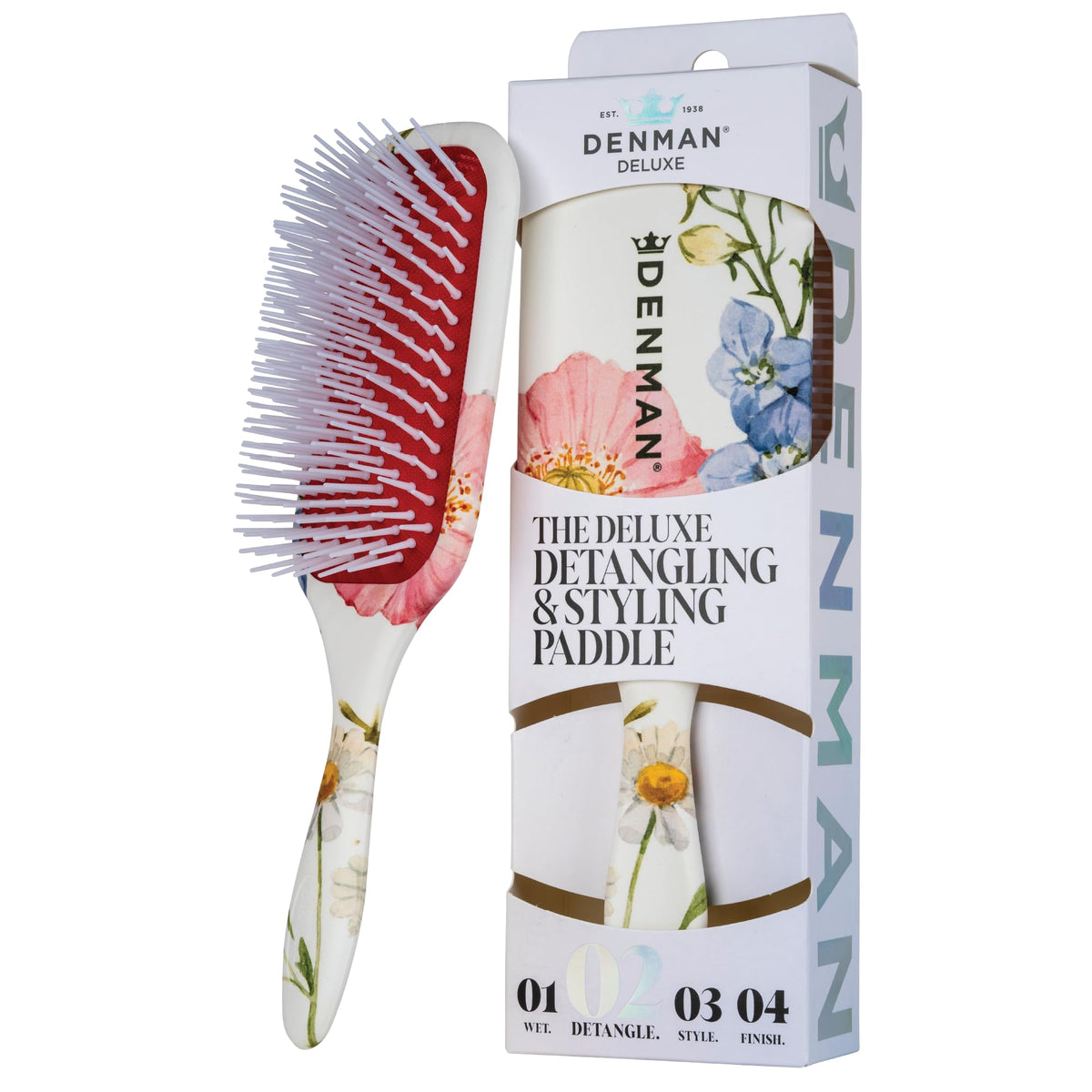 Denman Power Paddle Hair Brush for Quick and Convenient Detangling, Blow Drying and Styling - Combination of D3 Styling Pens & Paddle Brush - For Men and Women P038