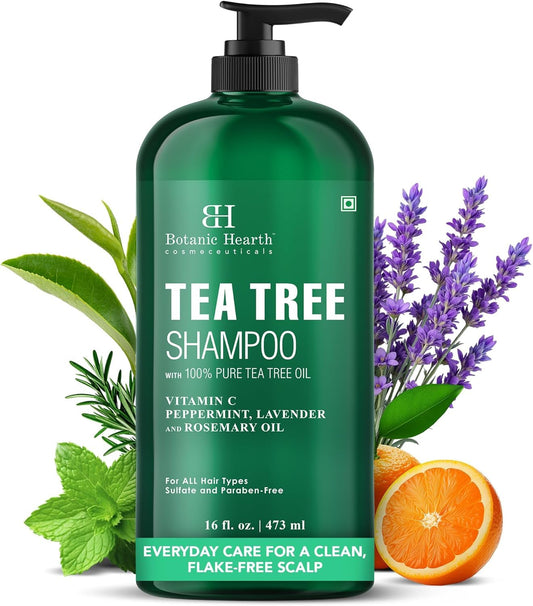 Botanic Hearth Tea Tree Shampoo - 16 Fl oz, Deep Cleans, Refreshes Scalp