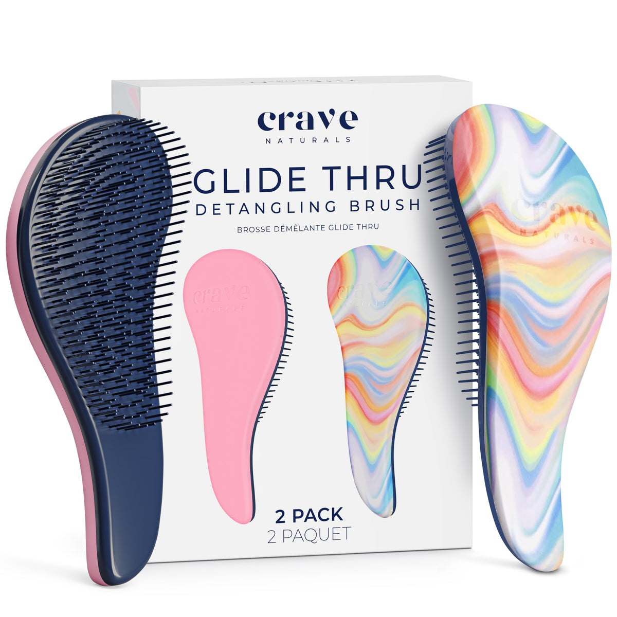 Crave Naturals Glide Thru Detangling Hairbrush that Glides Through Tangles For Wet, Dry and Damaged Hair - Gentle Detangler Styling Tool for Adults, Kids, Men and Women - 7.5 x 3 in, Turquoise